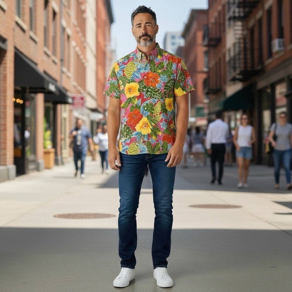 Vintage Ralph Lauren Hawaiian Shirt Mens XL Floral Tropical Viscose‎ Vacation